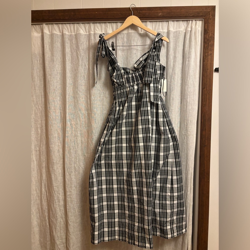 MAEVE SQUARE-NECK TIE-STRAP MIDI DRESS NWT